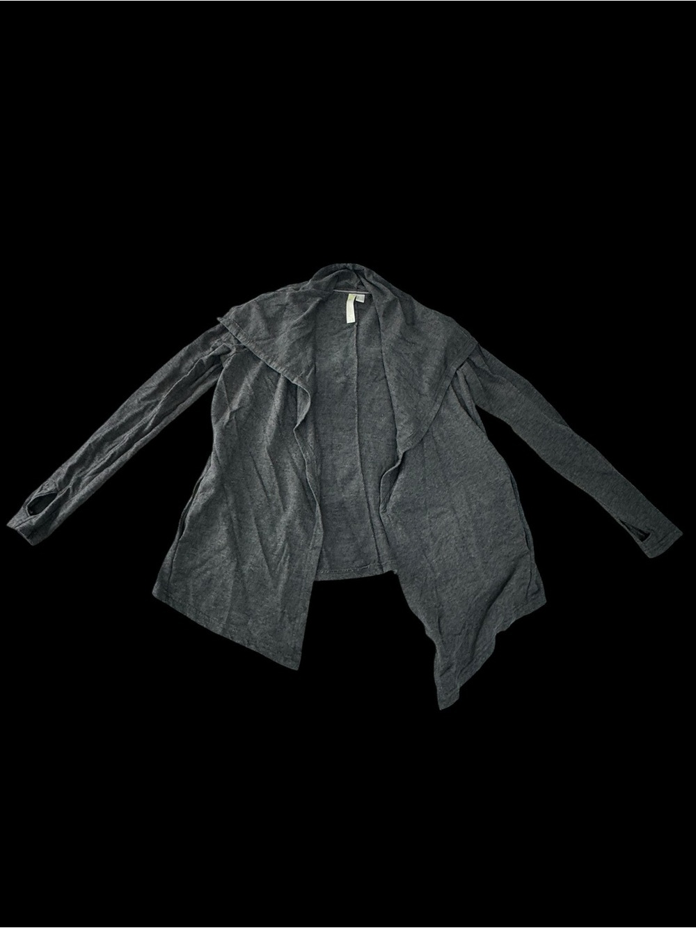 GreenTea Women's Open-Front Draped Cardigan - Charcoal Gray